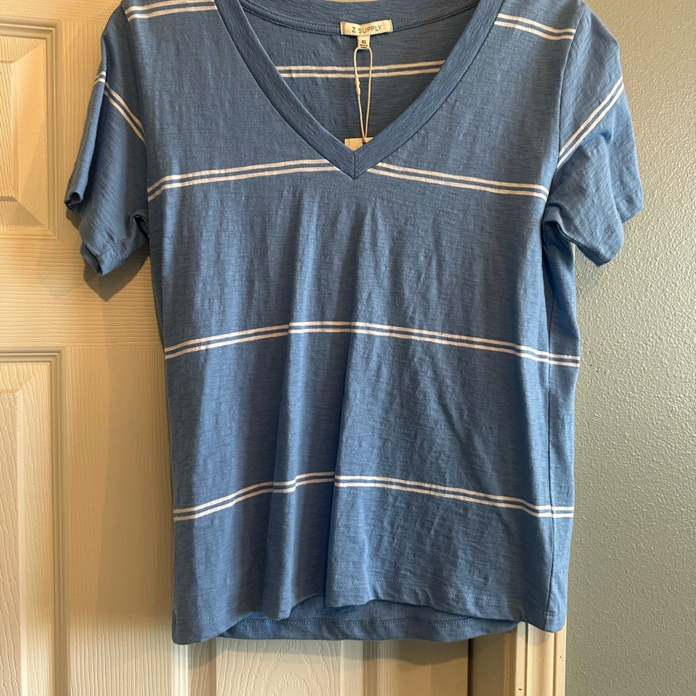 NWT Z Supply Striped V Neck T Shirt Size XS